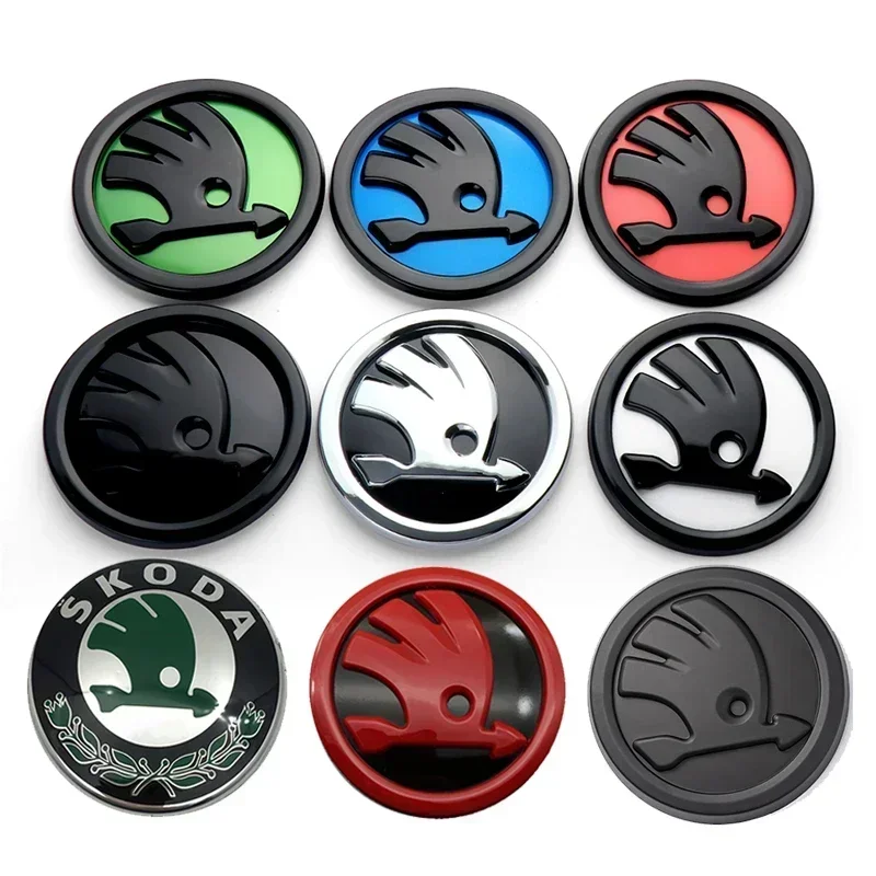Image of 80/90 mm 3D ABS Auto Kühlergrill Kofferraum Logo Aufkleber für Skoda Octavia 2 3 A5 A7 Kodiaq Fabia Rapid 3 Karoq Superb VRS Zubehör