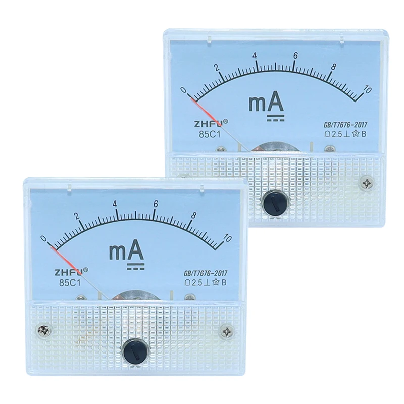 85C1-mA DC Amp Meters Analog Meter Panel Measuring Range 1mA 2mA 10mA 20mA 50mA 100mA