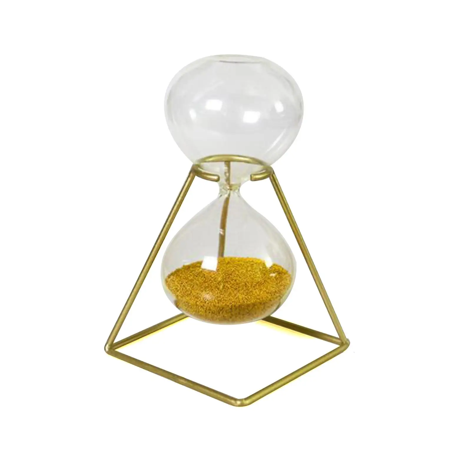 Creative Golden Hourglass Ornament Decorative with Iron Rack for Home Decor