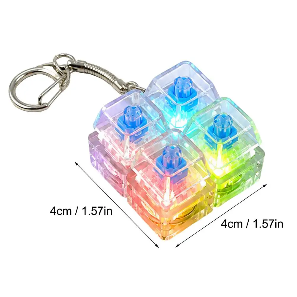 Keyboard Fidget Toys LED Crystal Keycap Keychain Stress Relief Fingertip Gadget Decompression Toys Clicker Fidget Toy view 6