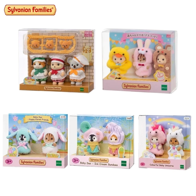 Genuine Sylvanian Families Hot Sale Anime Figures Rainbow Unicorn Animal costume Dollhouse Toy Cross Dressing Party Doll Gifts
