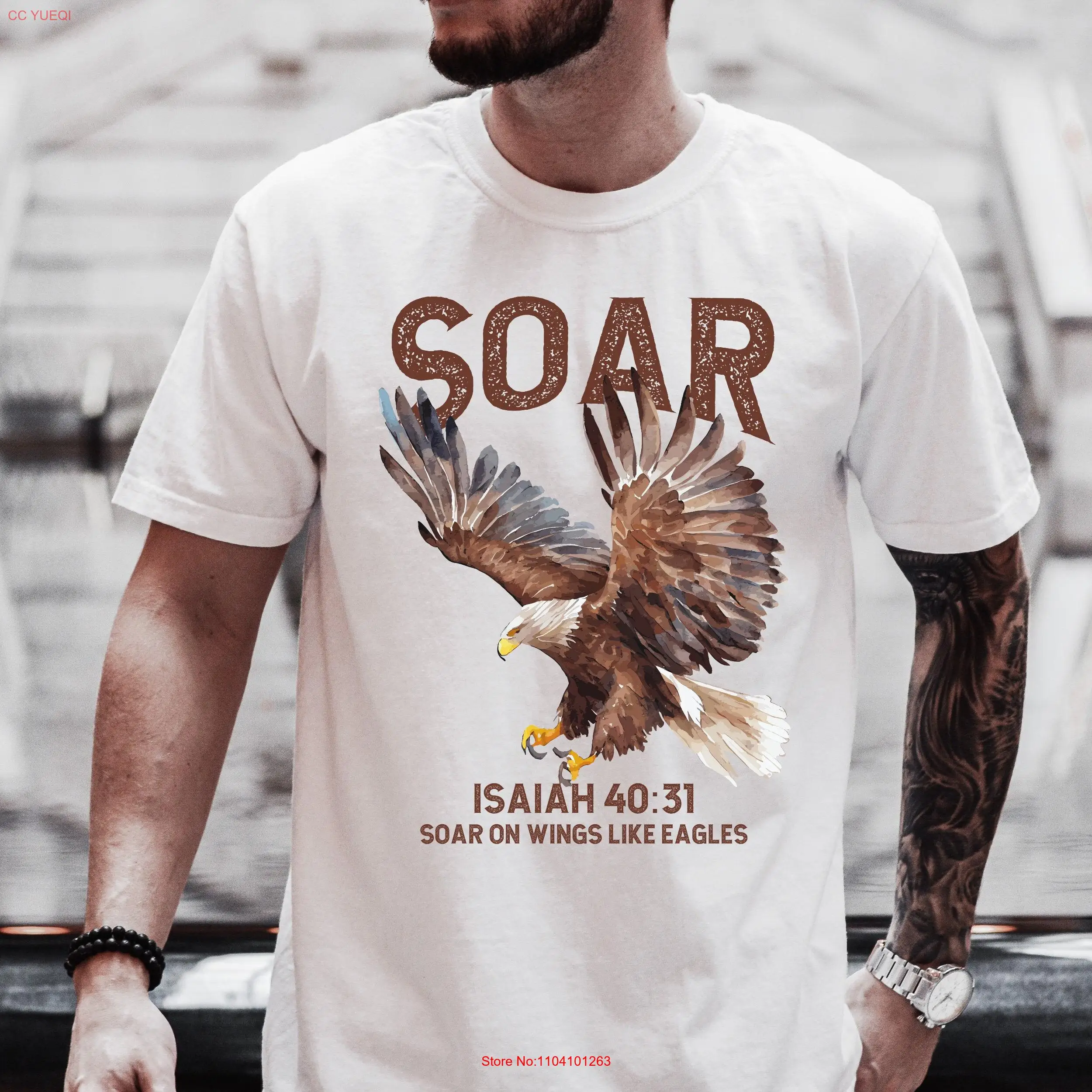 

Christian gifts for Men and Women Soar on wing like Eagle T Shirt Comfort Color him her Bible Verse Father's Day