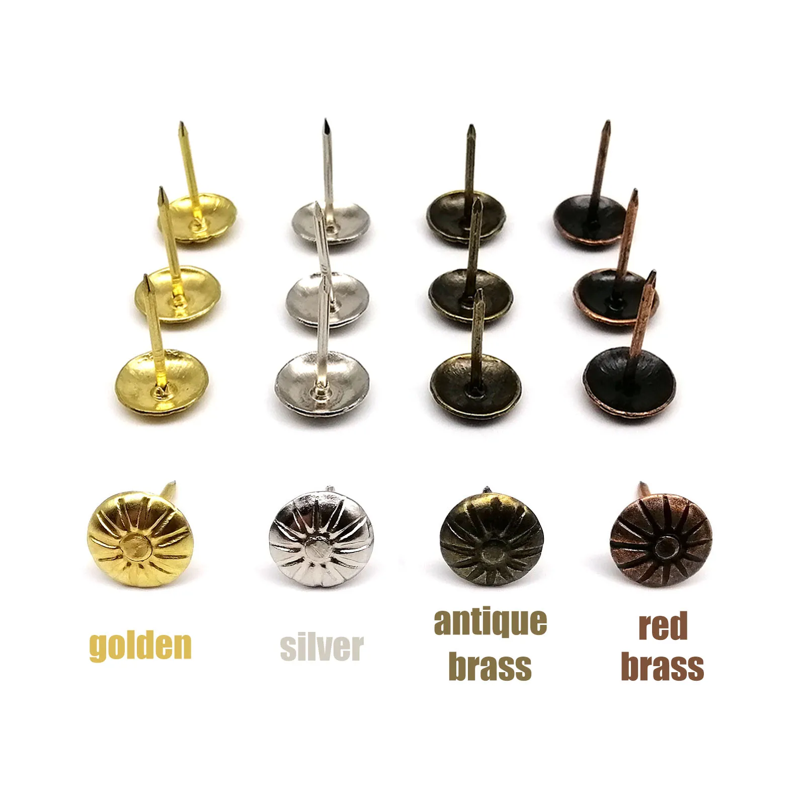 50 Stück 11 mm Polsternägel, dekorative Reißzwecken, Reißzwecken für Schmuck, Truhe, Weinbox, Gehäuse, Möbel, Sofa, Tür, golden, Silber, Bronze