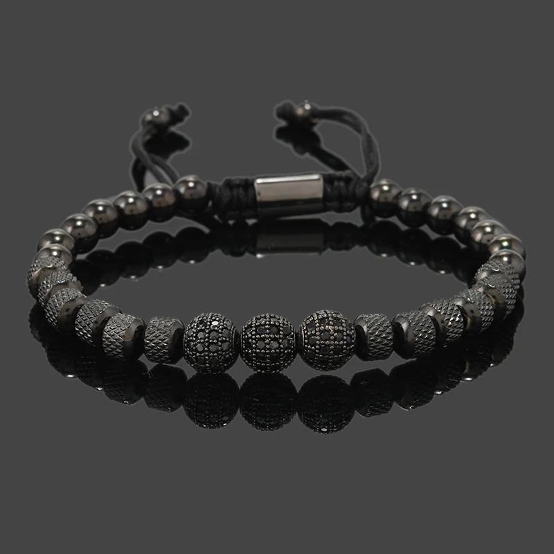 Luxury Royal Golden CZ Ball Man Bracelet Stainless Steel Beads Hand Jewelry Boy Gift