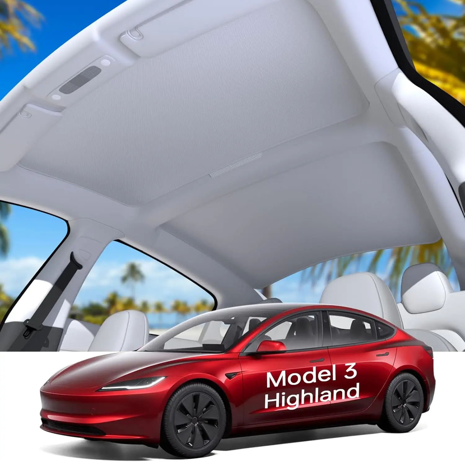 

For Tesla Model 3 highland Sunshade Roof Nano Ice-Crystal Coatings Heat Insulation Glass Sun Shade Model Y Interior Accessories
