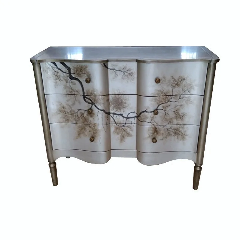 American birch entryway, European French vintage living room decoration cabinet, neoclassical foyer cabinet