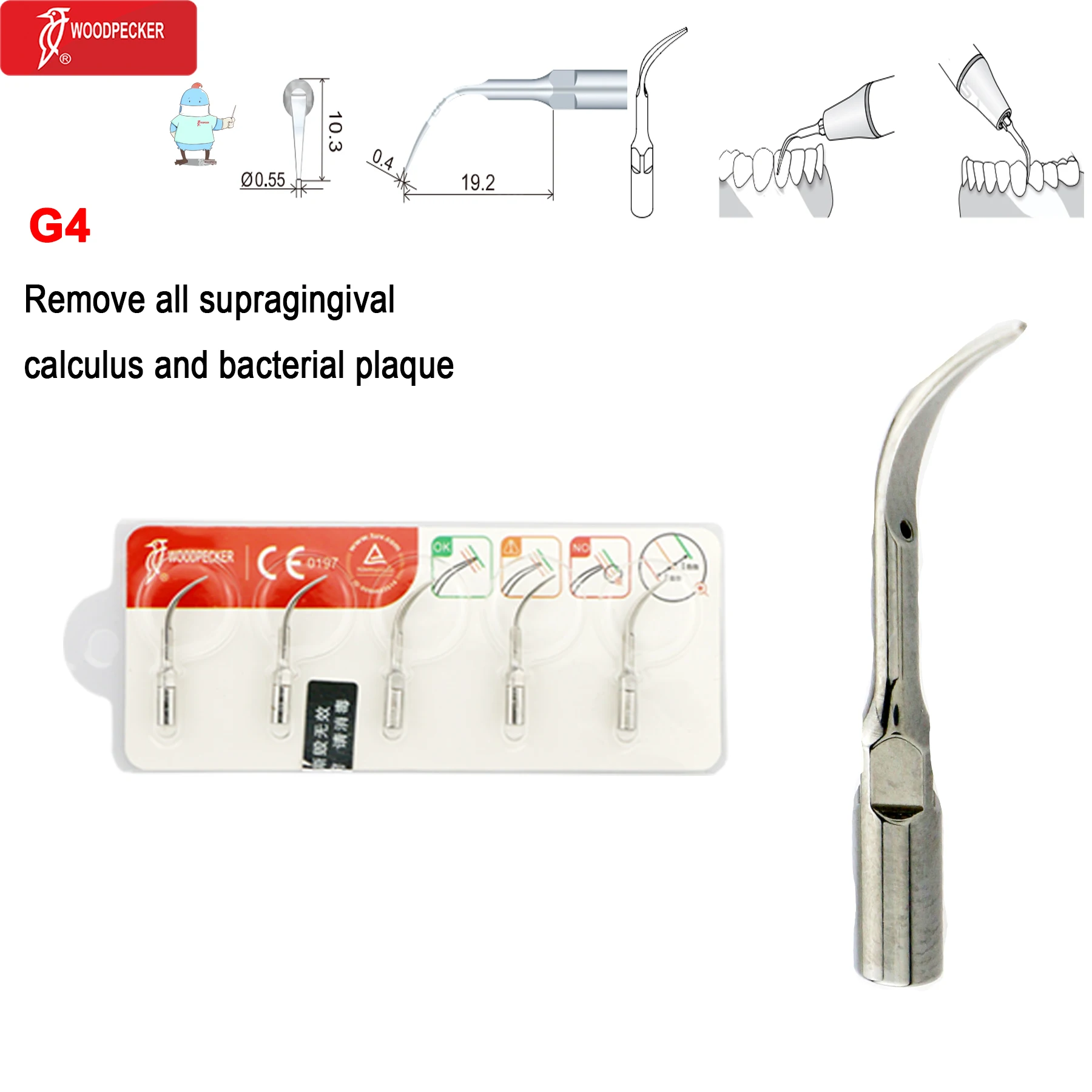 Original Woodpecker Dental Scaler Tips Ultrasonic Scaling Tip G1 G2 G3 G4 G5 G6 G7 G8 Fit For EMS UDS image 3