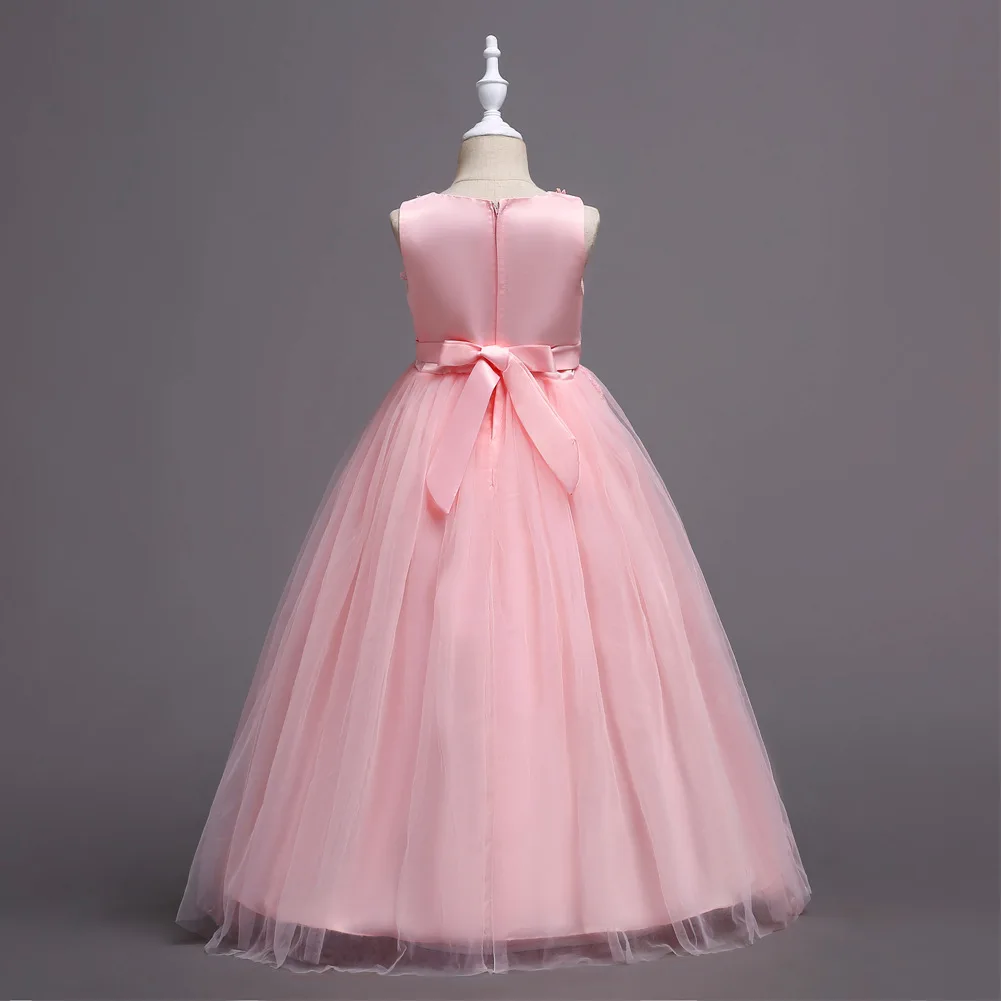 Girls Long Dress Children's Formal Dress Lace Princess Gown Wedding Dress Little Girl's Birthday Party Dress 5-14Y 2026 New