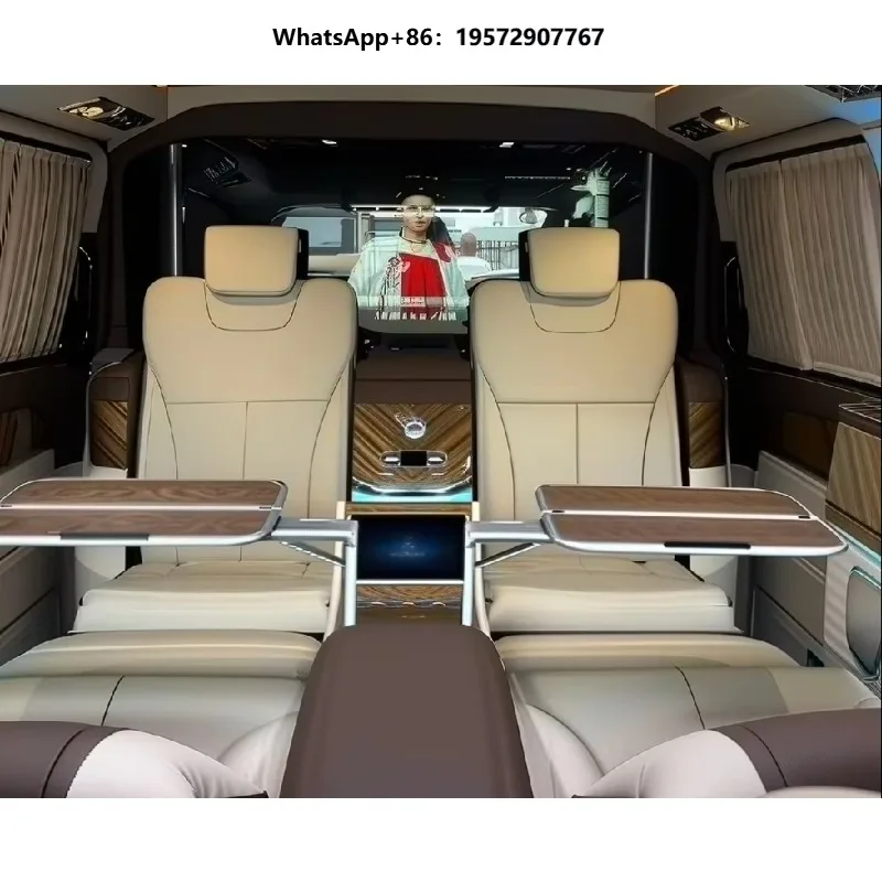 Hidden Bar Luxury ABS Interior Kits Executive Seats Slim Electric Drive Curved 4K TV Concealed Fridge Business Van Upgrade