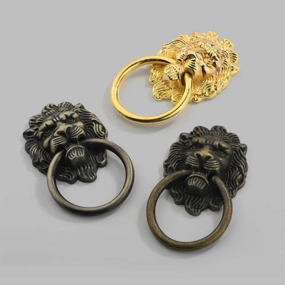 New Antique Lion Head Door Handle Zinc Alloy Decorative Pull Door Knob Home Hardware Multifunctional Drawer Handles