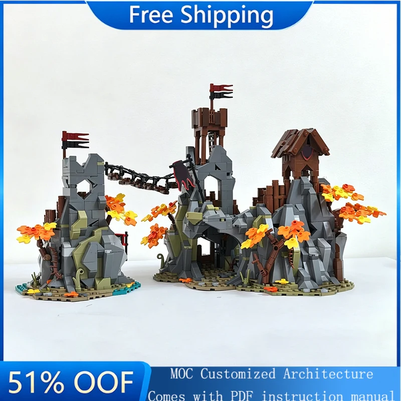 

472 Parts Customized MOC Medieval Castle Bad Guys' Outpost Fortress Model Building DIY Blocks Bricks Assembly Toys Holiday Gifts