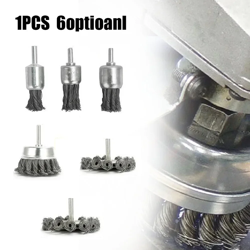 1 pz spazzola per ruota in filo di acciaio 6mm rimozione ruggine del metallo lucidatura ruote in filo di acciaio spazzole set per utensili rotanti lucidatura utensili manuali