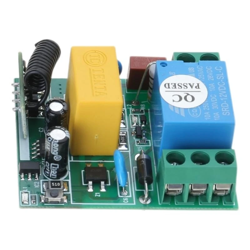433Mhz Wireless Remote Control Transmitter Kit AC 220V 10A 1CH RF Relay Receiver Switch 1-Channel F19E