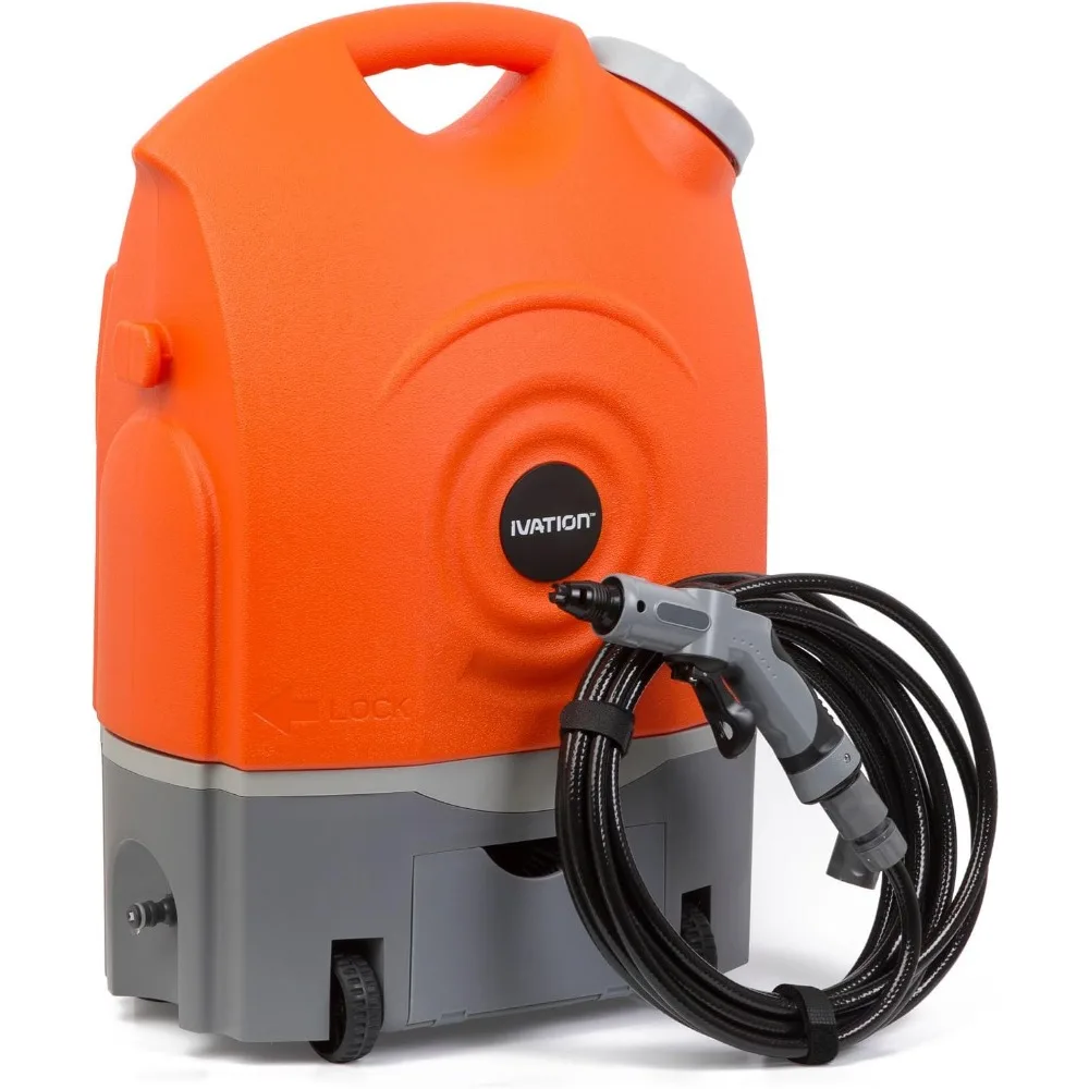 

Multipurpose Portable Spray Washer w/Water Tank Runs on Built-in Rechargeable Battery, Home Plug and 12v Car Plug Integrated