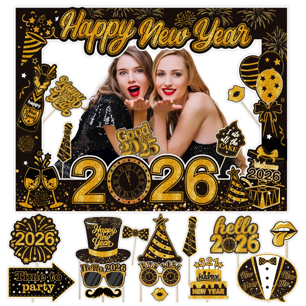 

2026 год лошади, забавный реквизит для фотосессии, новогодняя вечеринка, 3D фоторамка, новогодняя вечеринка, украшения для удачи, принадлежности