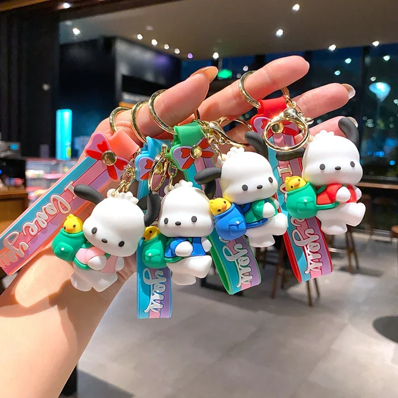 New Cute Sanrio Pochacco Creative Bird Backpack Keychain Cartoon Key Ring Couple Bag Pendant Small Gift