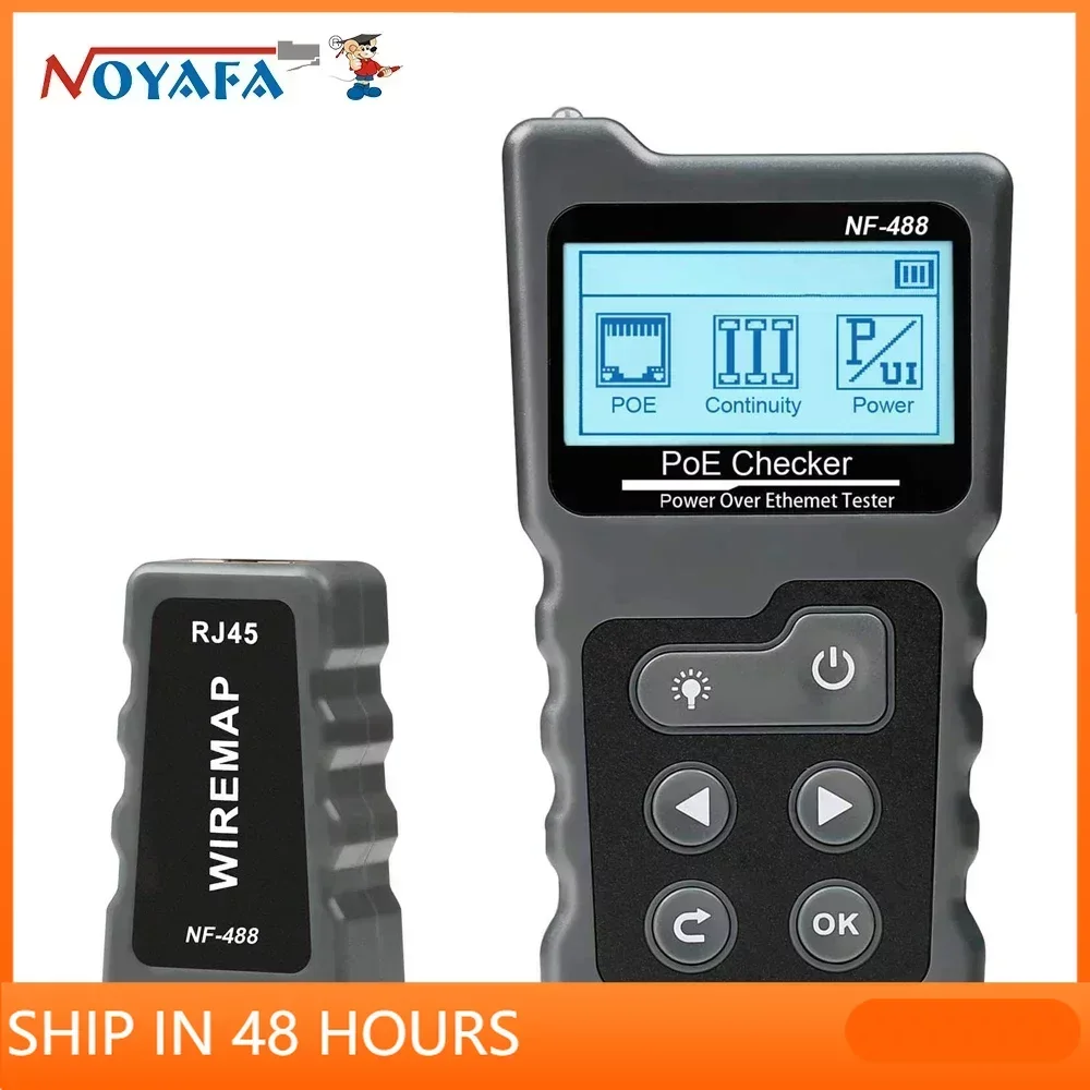 

Noyafa NF-488 Lan Tester Cable Tracker PoE Switch RJ45 Digital Ethernet CAT5 CAT6 Test Networking LCD Display Network Tools