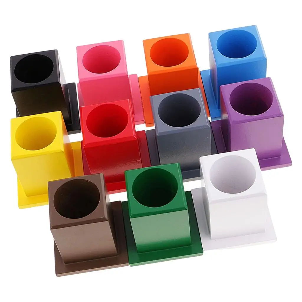 Children Montessori Material Beechwood 1 Colored Pen Container Holder