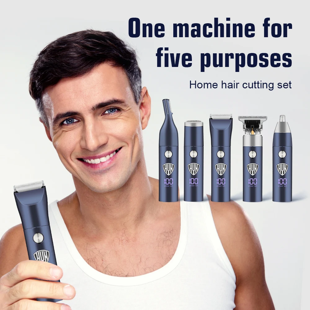 Beard Trimmer For Men Electric Hair Clipper Cordless Mens Grooming 5 In 1 Kit Hair Trimmer & Mustache Trimmer & Nose Easy To Use