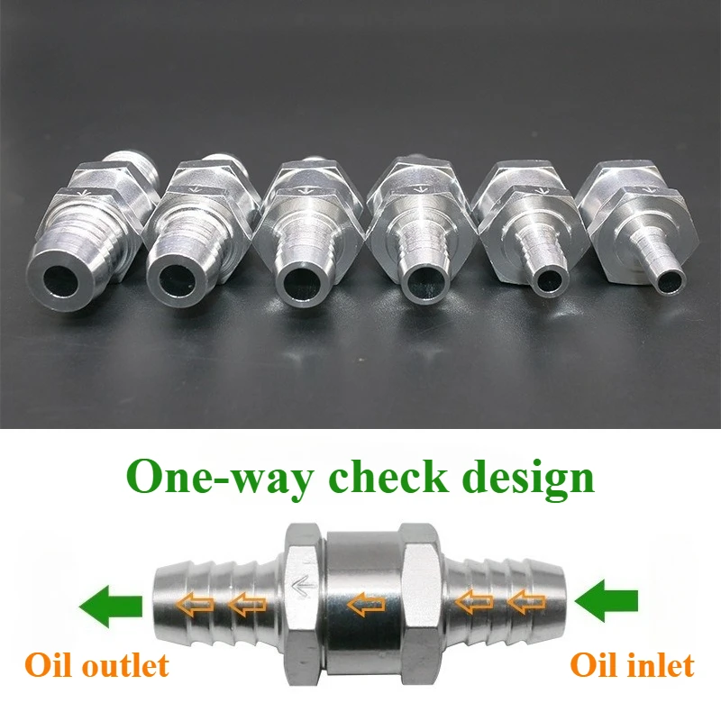 Aluminum alloy check valve 6/8/10/12mm fuel pipe oil circuit check valve for automobiles, ships and machinery