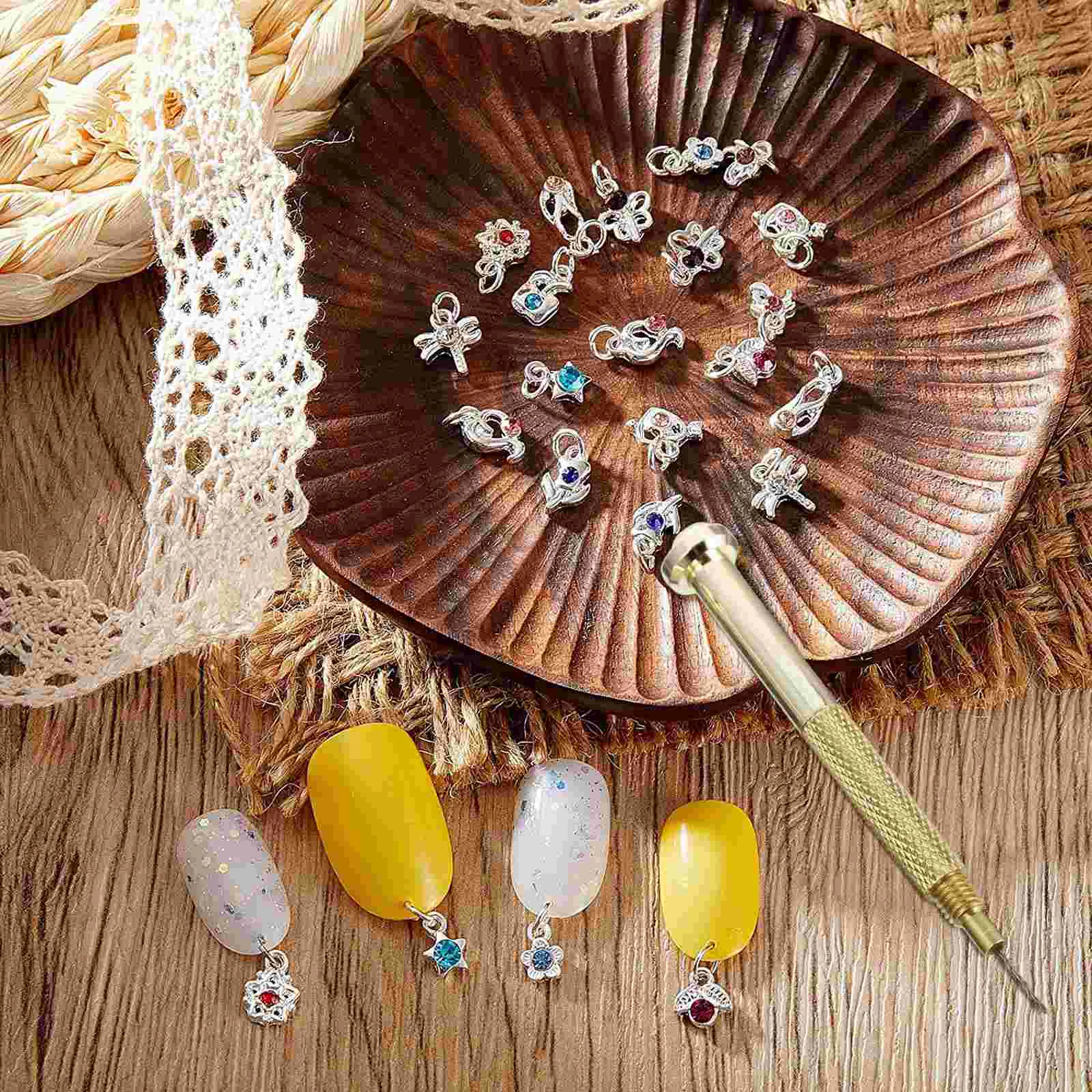 3 PCS Nail Drilling Hand Accessory Device Manicure Tools Practical Piercing Metal Random Color Lightweight