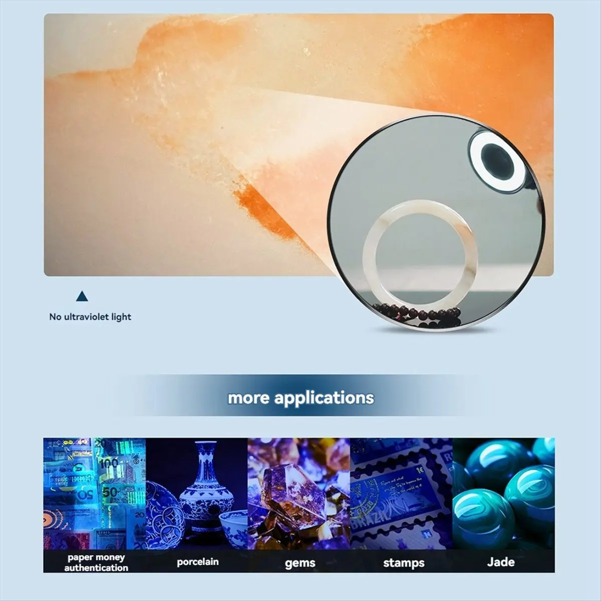 AC176★♠◐MS120 Phone Microscope Professional Identification Lens 120X HD Magnifying JeweLens with 19 Light Modes 36 Lamp Beads