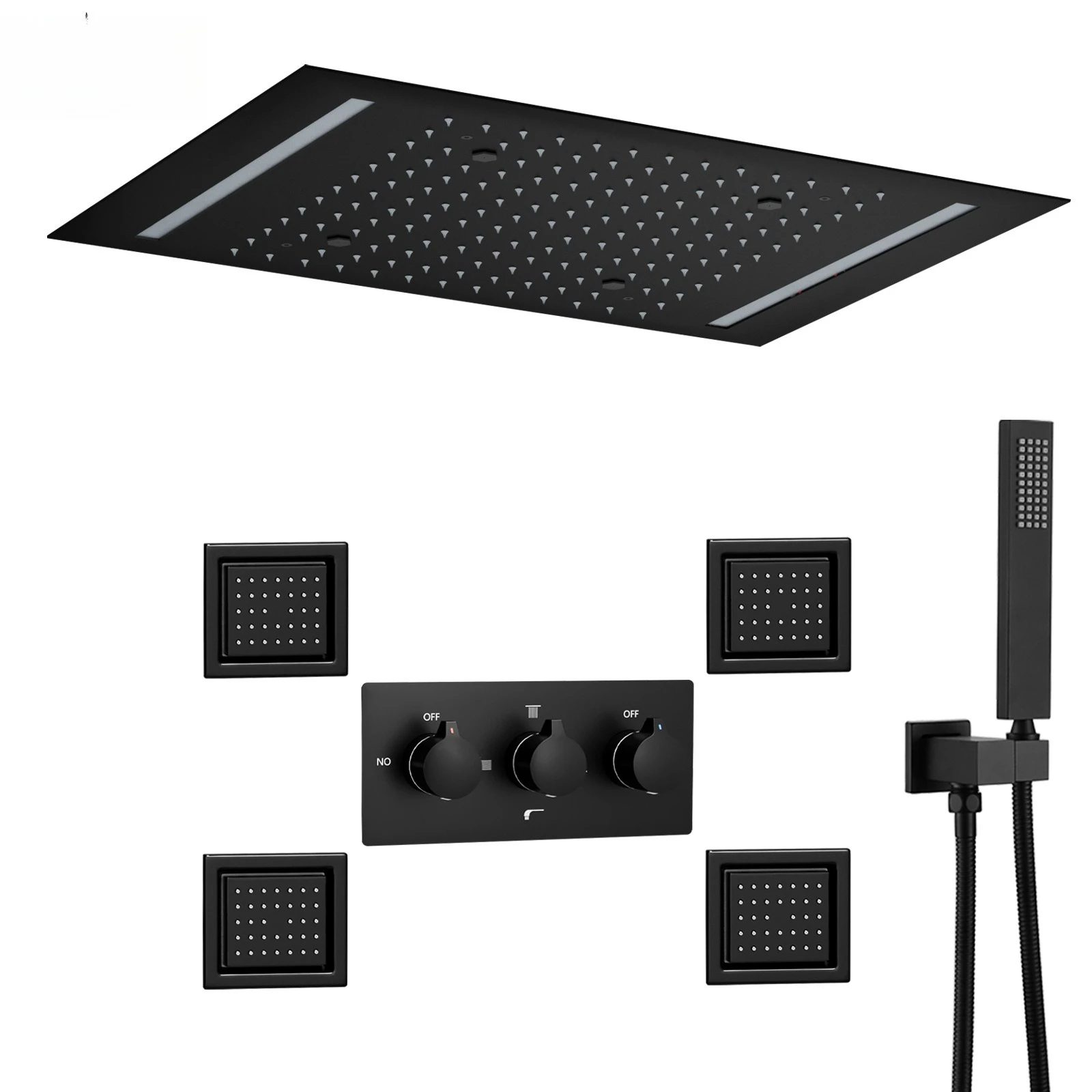 Canopy spray led concealed shower set into wall type ceiling top spray concealed installation