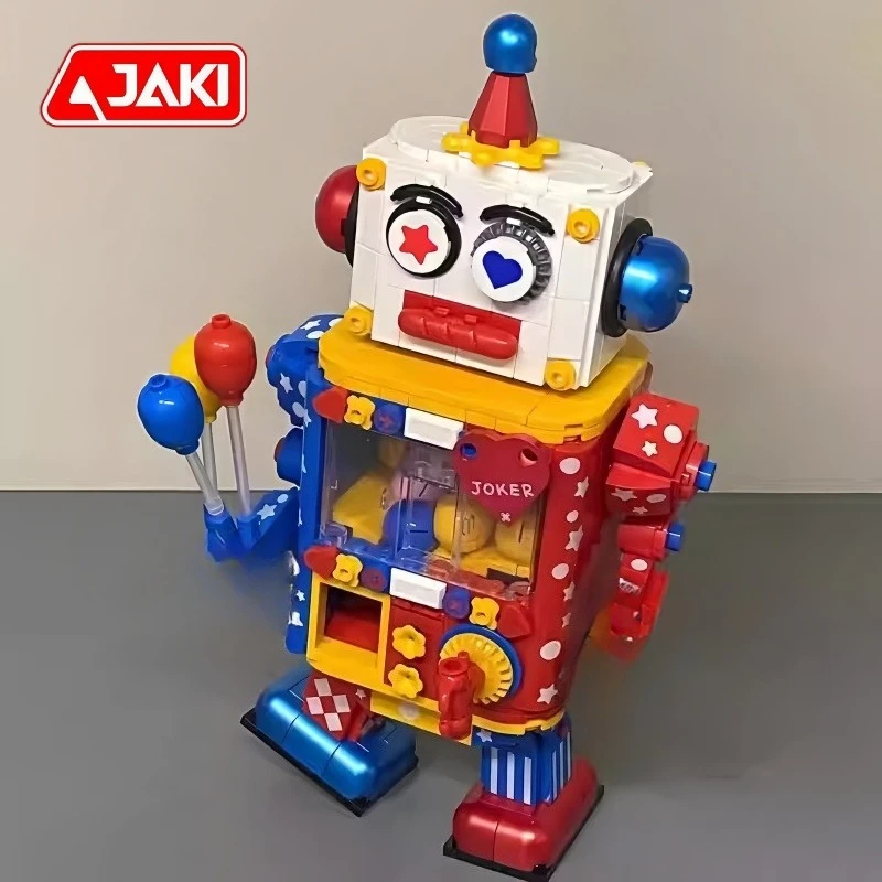 JAKI Klaun Skręcający Jajko Robot Składający Klocki Anime Kreskówka Model Ozdoba na Biurko Kolekcjonerski Prezent dla Dzieci na Święta