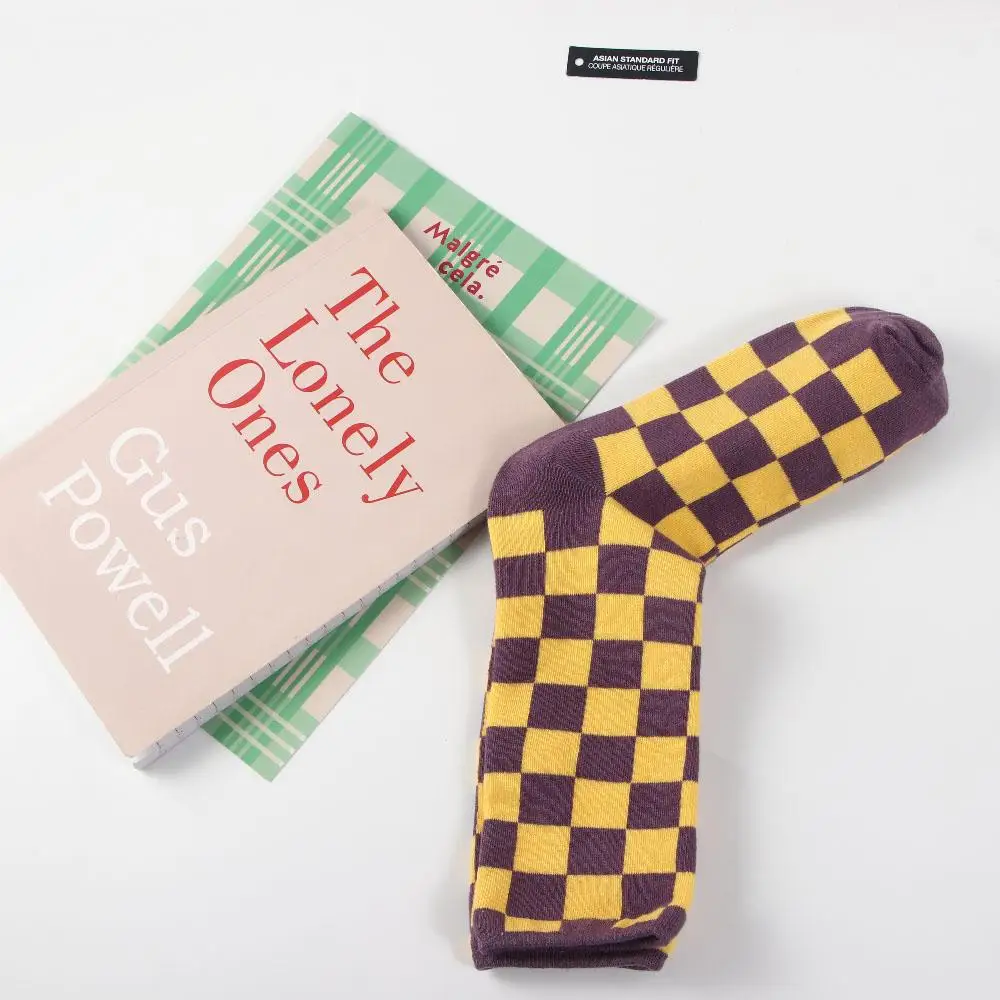 

Breathable Soft Hip Pop Streetwear Girls Cotton Mid-tube Sock Female Hosiery College Style Socks Korea Checkerboard Socks