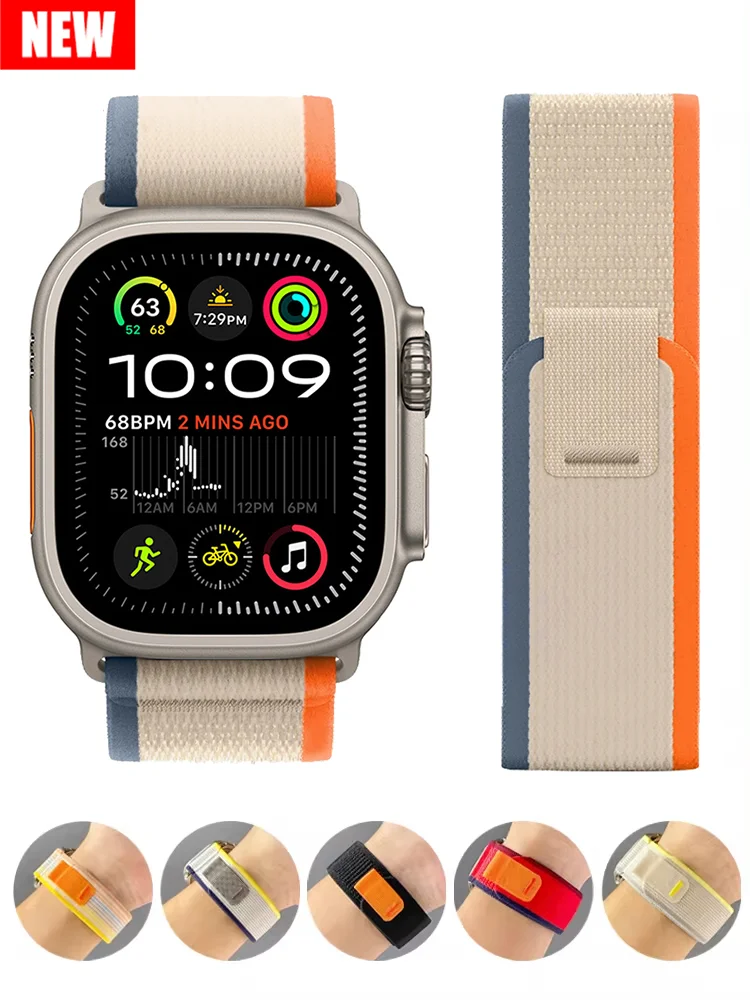 Trail loop untuk jam tangan apple, ultra 2 gelang 49mm 44mm 40mm 45mm 41mm 42mm 38 correa gelang iWatch Seri 7 6 se 8 9 10 46mm tali