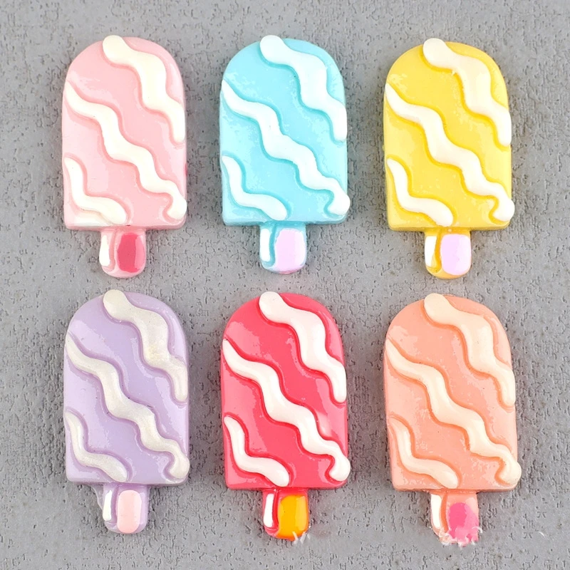 20pcs 3D Kawaii Resin Ice Cream Food Cabochon Scrapbooking Accessories Planar Flatback Charm Material Miniature Cabochon DIY