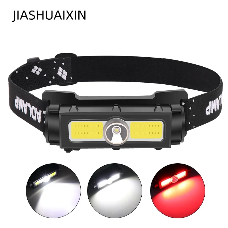 XPG+COB strong light headlight fishing running headlight with magnet built-in battery power display