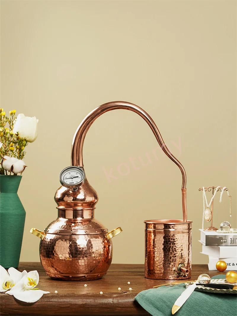 3L Pure Dew Ancient Distillation Machine Gin Berry Gin Distillation Equipment Red Copper Purifier Essential Oil Distiller