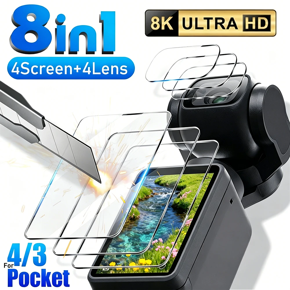 For DJI OSMO Pocket 4/3 Tempered Glass Film Screen Protector Hardness Anti-Scratch Lens Camera Film for DJI Pocket 4 Accessories