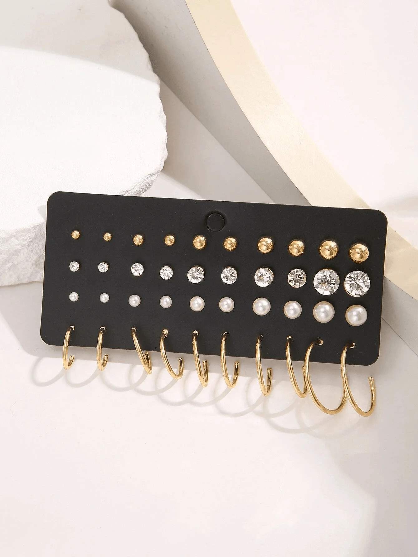 

40pcs Minimalist Stud Earrings Set For Women With Artificial Diamonds And Pearls