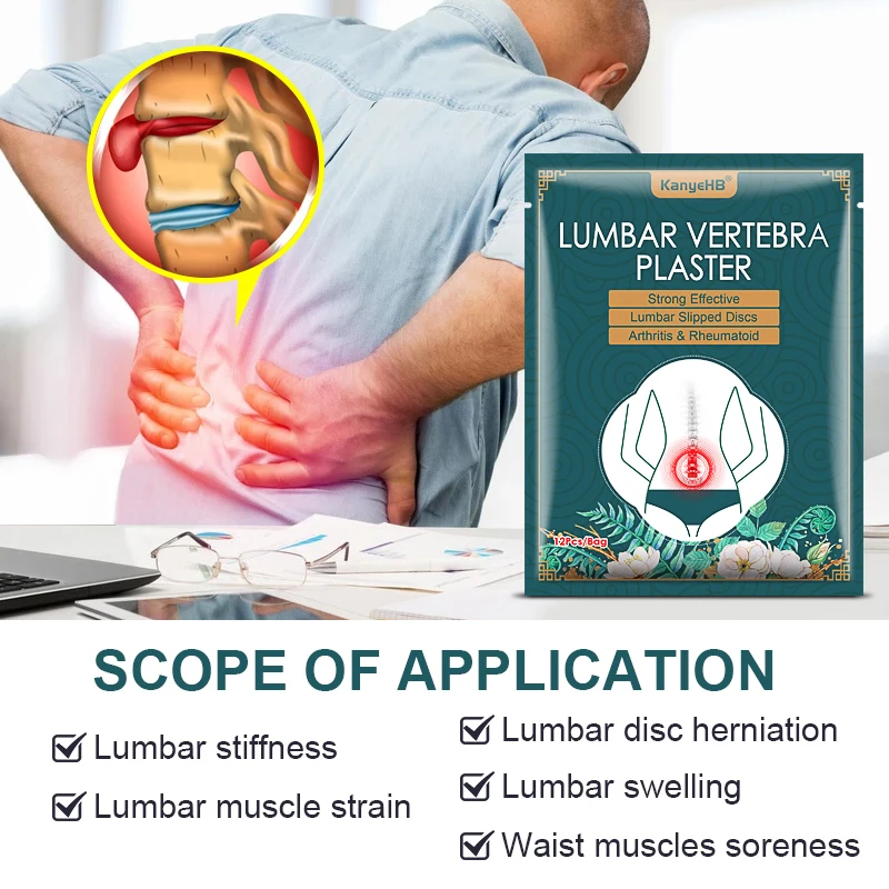 60/6 Piece Lumbar Patches Health Protection Patches for Lumbar Long Lasting and Fast Acting for Muscle 8 Hours Deep Heating