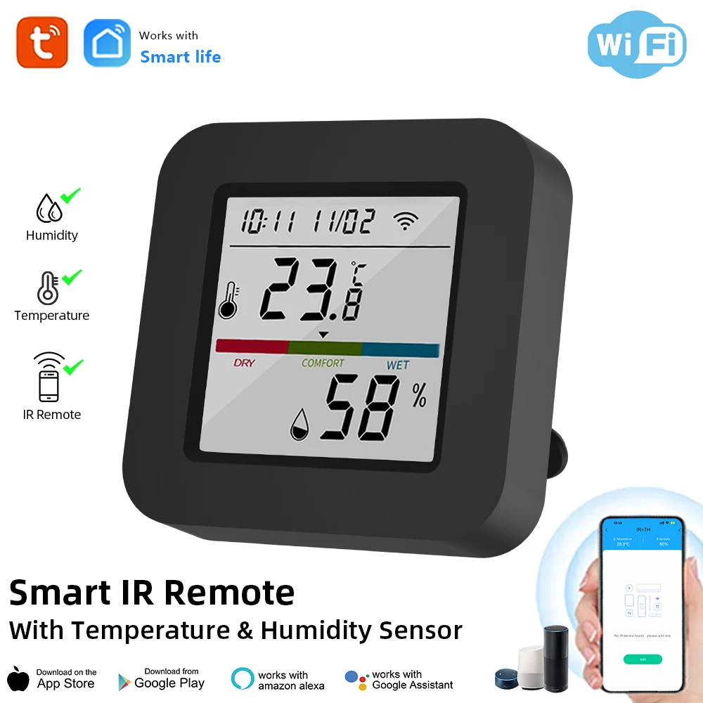 Smart Thermometer Hygrometer Works With Tuya Smart Life Smart Home Infrared Remote Control Thermometer