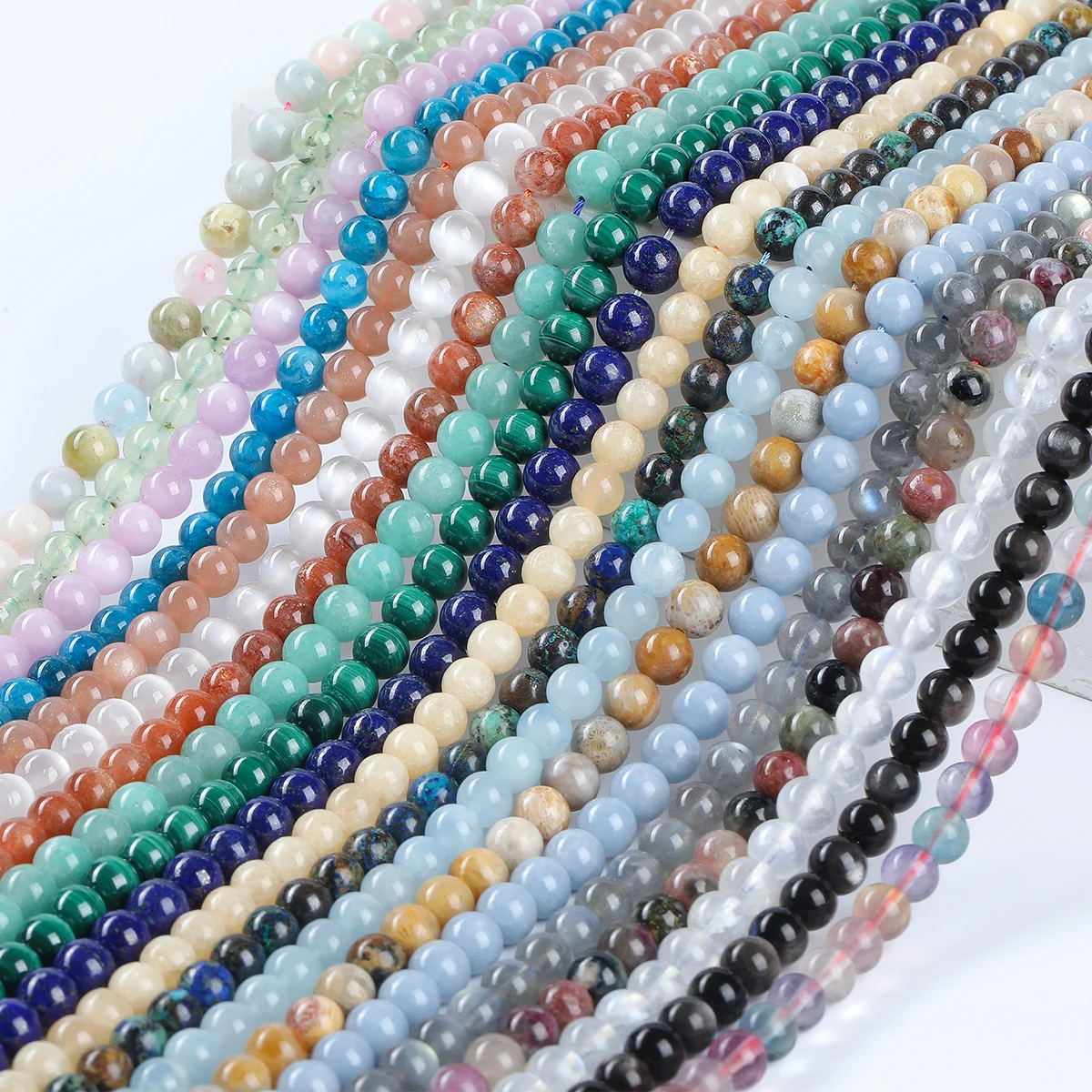50 Colors Natural Stones 4-12mm Icy Gold Rutilated Quartz Loose Beads Crystal Spacers for DIY Jewelry Making Bracelet Necklace