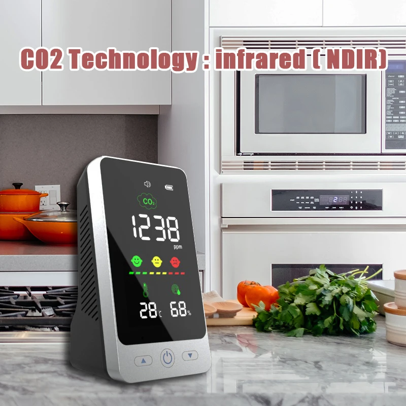 Smart Digital CO2 Meter Air Quality Detector Temperature Humidity Monitor Carbon Dioxide Measuring Device CO2 Sensor Analyzer