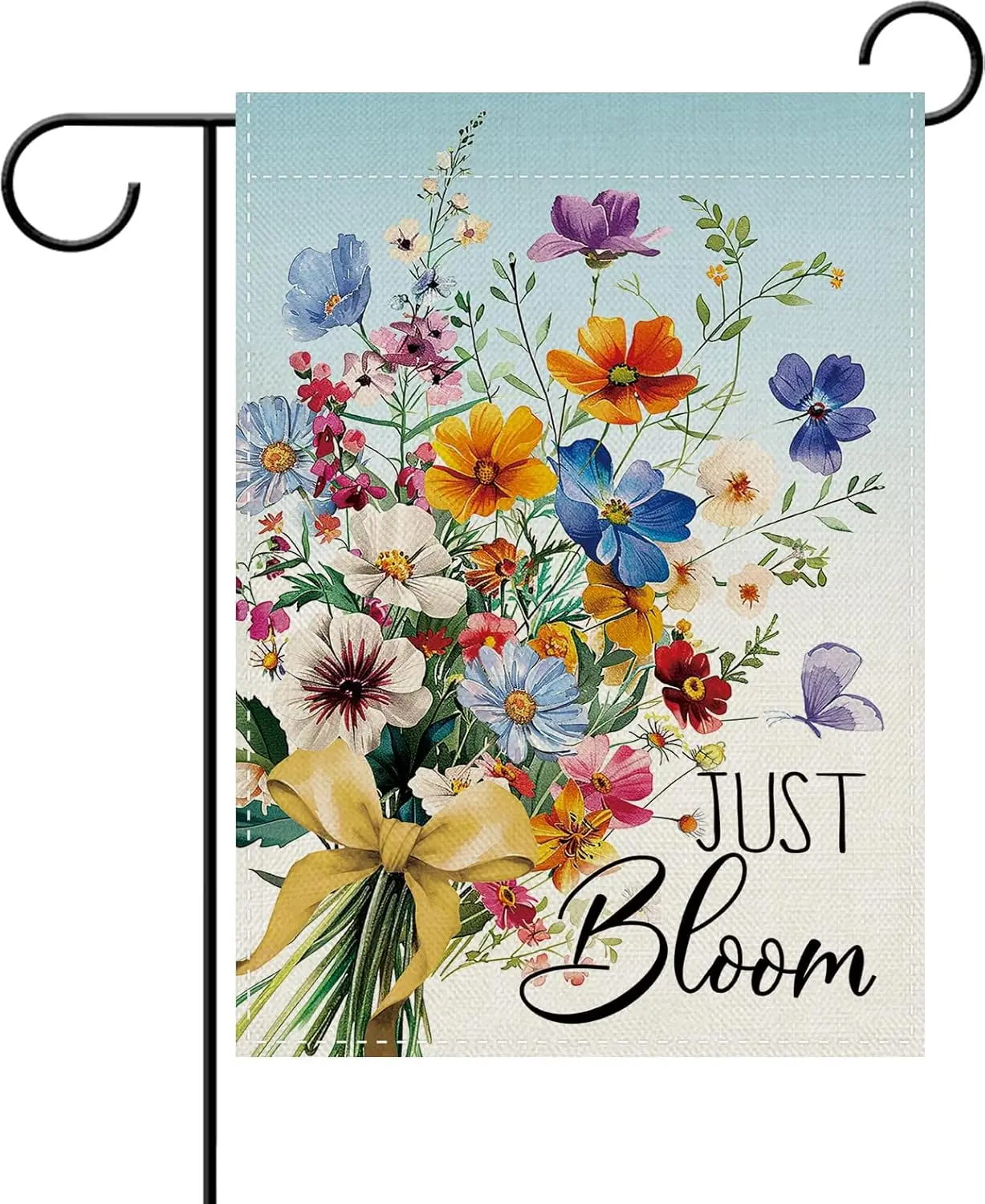 Dyrenson Spring Summer Floral Decorative Garden Flag, Just Bloom Flower Bouquet Butterfly Yard Outside Home Decoration, Wild EEZ