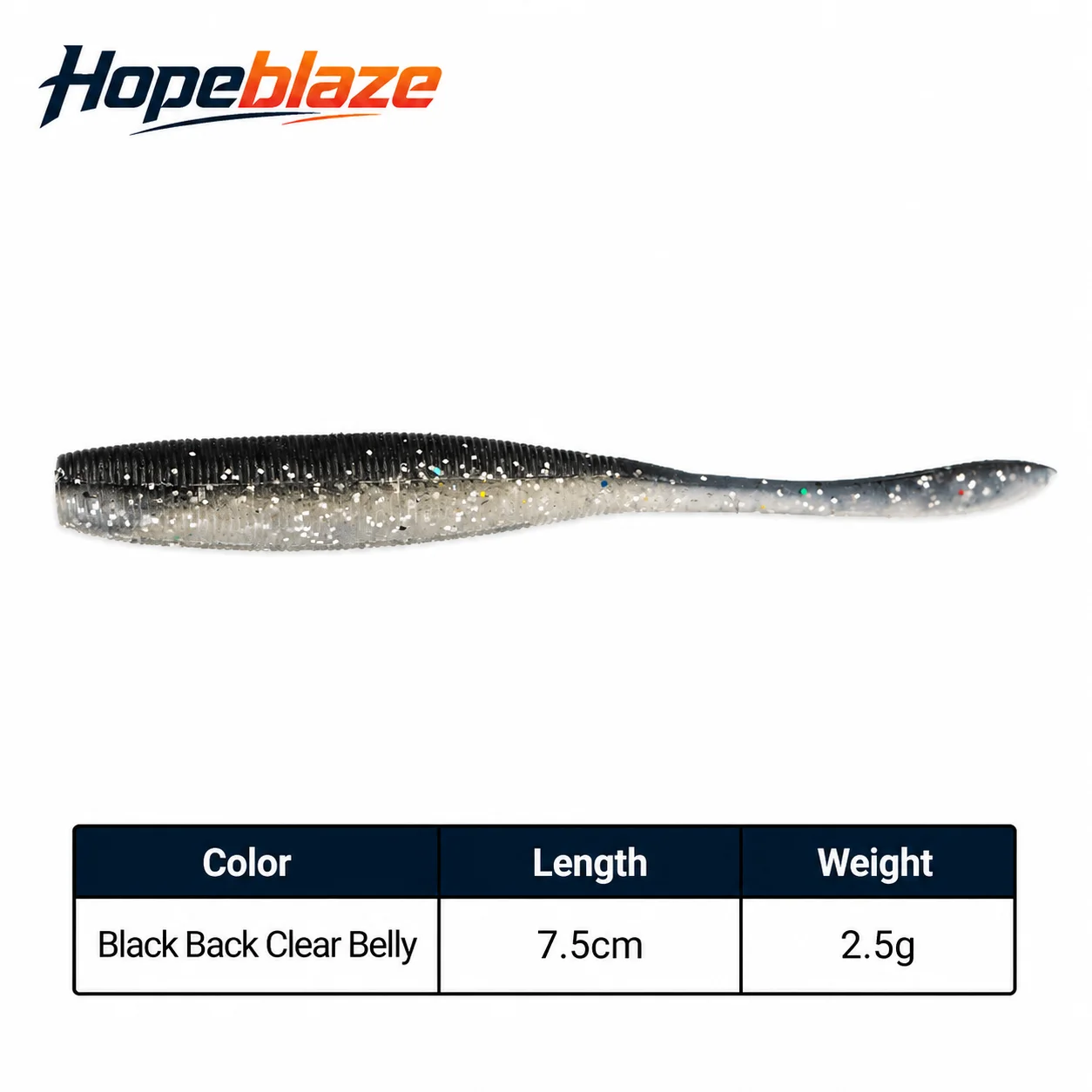 Hopeblaze Salziger Pin-Tail-Wurm Weichköder 7,5/10cm PVC Gerippter Swimbait für Barsch, Schlangenkopf, Süßwasser, Texas Rig Angelköder