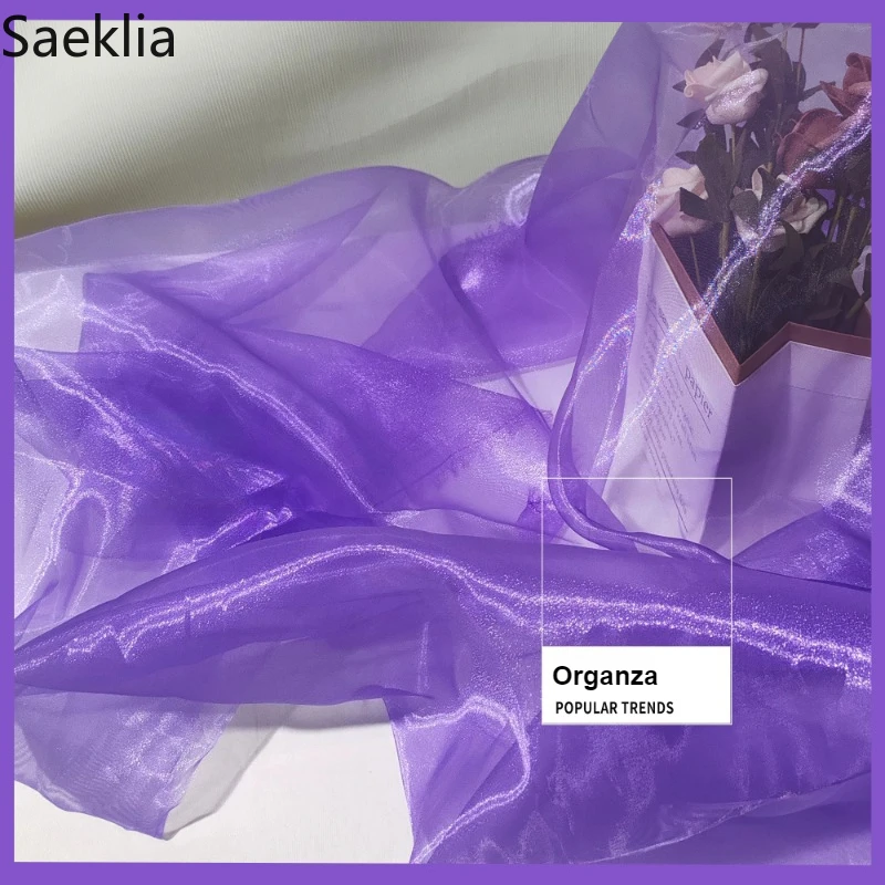 

0.5/1/2/3/5M Flowing Organza Fabric Colorful Shiny Gauze Wedding Mesh Cloth for Decorate Stage Costumes,Background Sew Materials