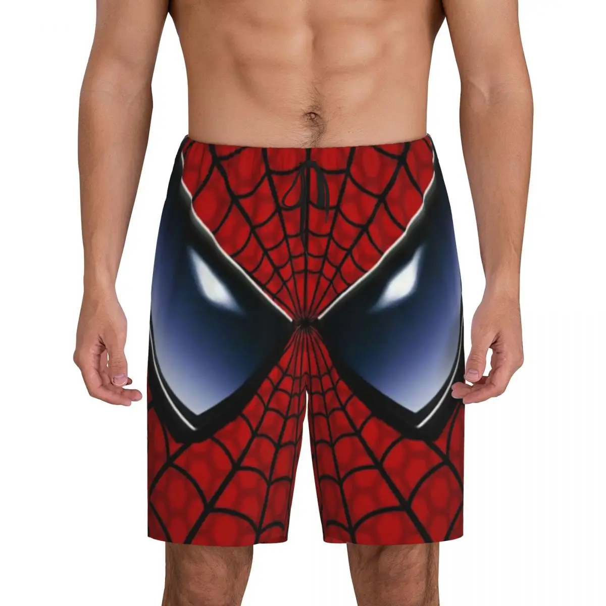 Custom Spider Man Manga Anime Pajama Bottoms Men's Spider Web Lounge Sleep Shorts Drawstring Sleepwear Pjs with Pockets