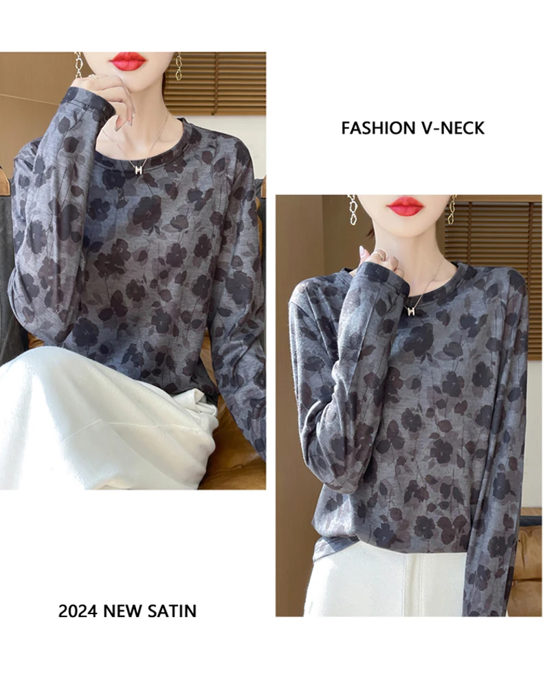 2025 New Summer Thin Silk Knitted Short-sleeved T-shirt Women's Sleeveless Wool Loose Printed T-shirt