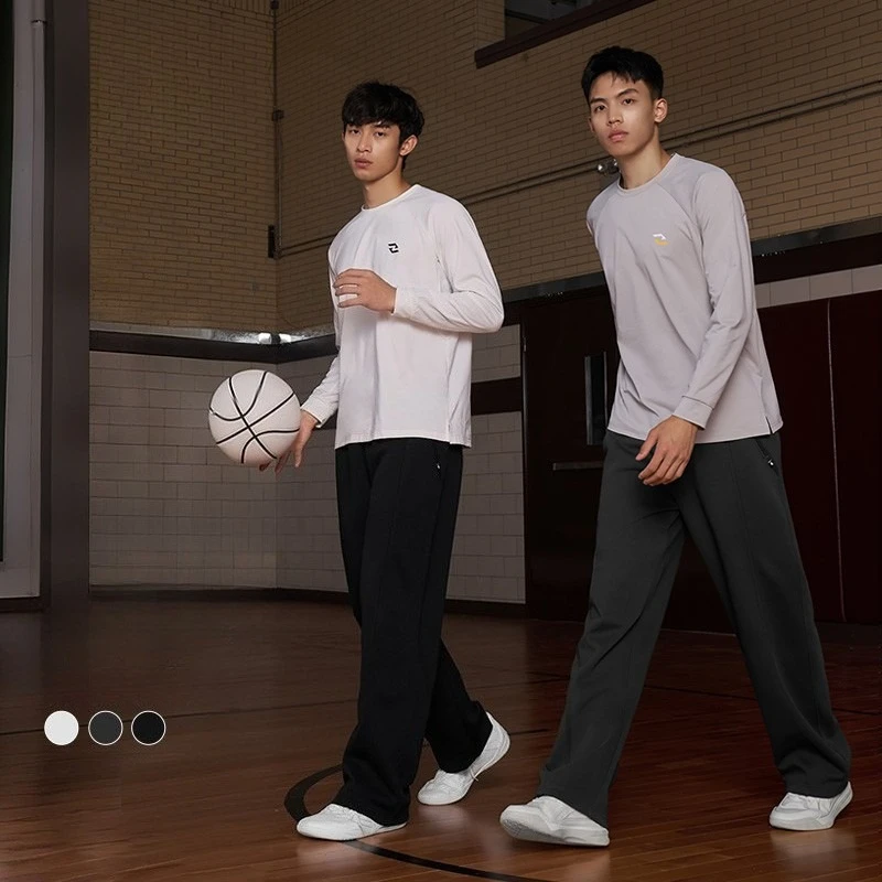 กางเกงวอร์มขาตรงแบบถักสำหรับผู้ชาย สไตล์อเมริกันลำลอง เหมาะสำหรับเล่นบาสเกตบอลและวิ่ง ผลิตจากผ้าฝ้าย 64% ระบายอากาศได้ดี ซับเหงื่อ