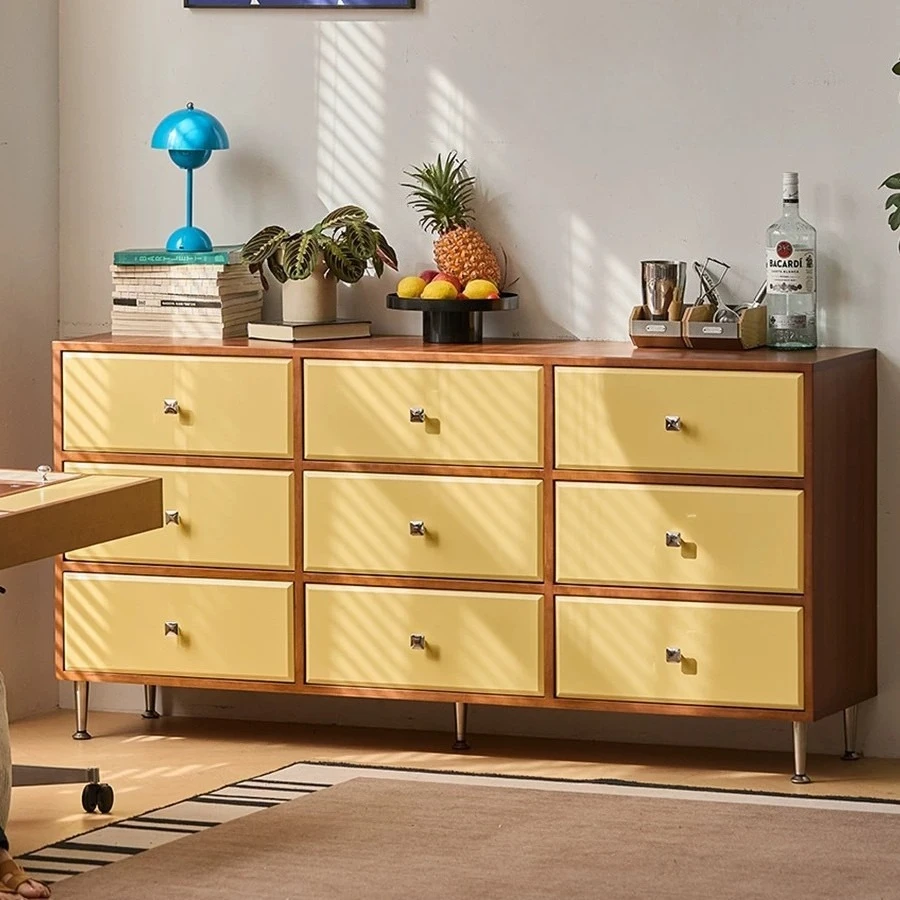 Nordic solid wood chest cabinet household small apartment against the wall multi-functional locker