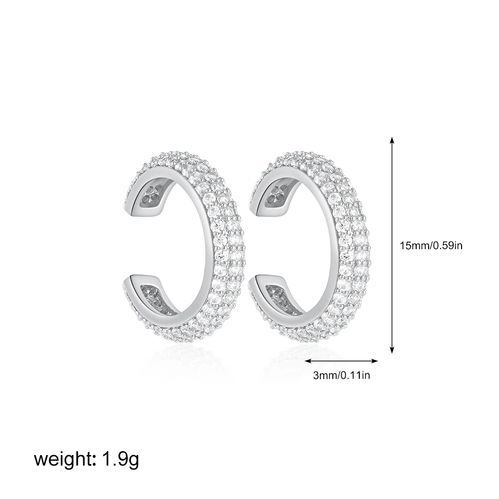 1 stücke Zarte CZ Zirkon Doppel Schicht C-form Chunky Manschette Ohrringe Edelstahl Kein Piercing Knorpel Ohr Clip luxus Schmuck