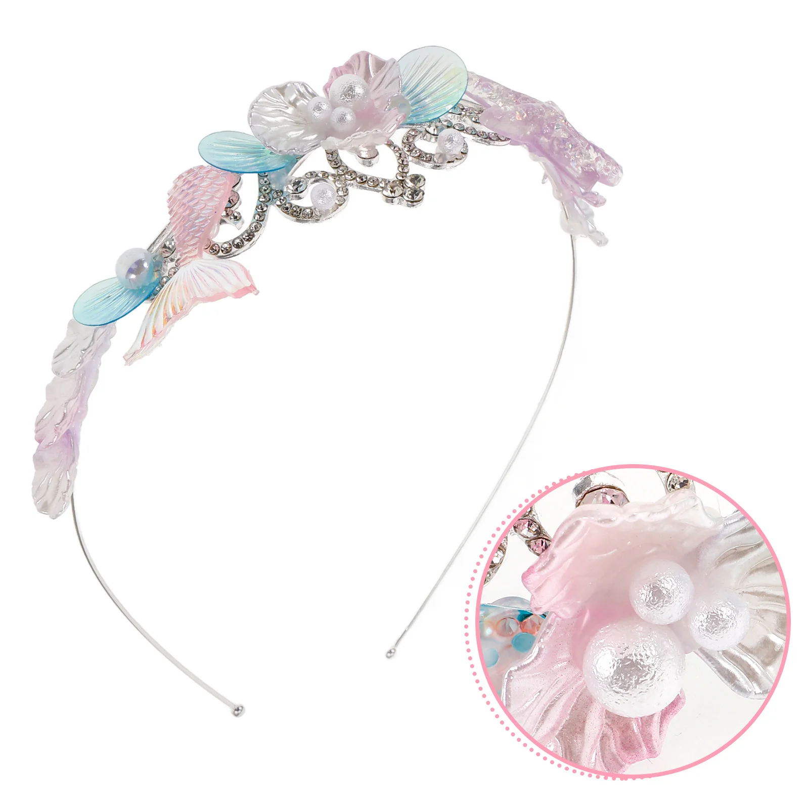 

Mermaid Headband Rhinestone Crown Hairband Party Hair Accessory Cosplay Headwear Cute Hair Decor Headband