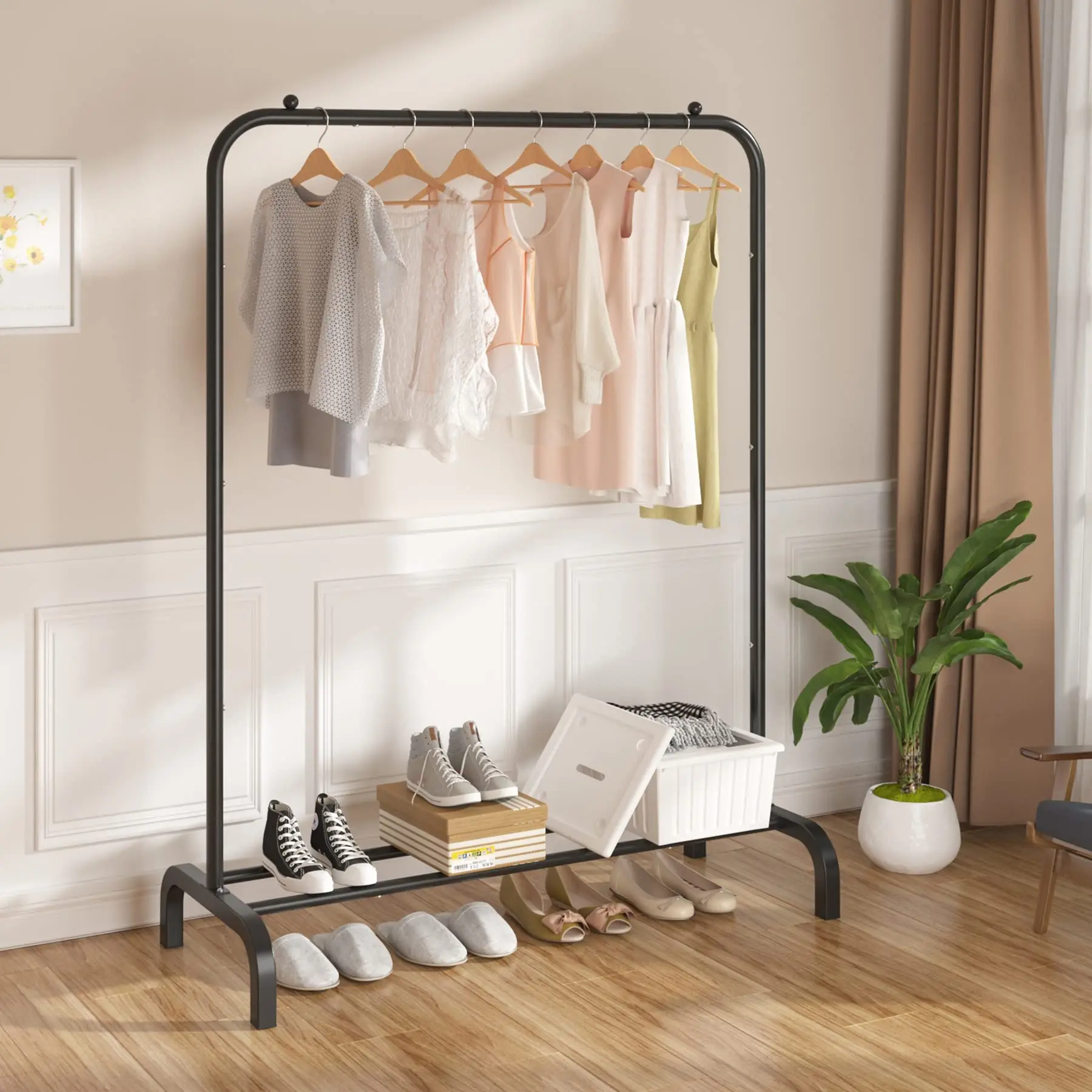 

Wholesale Clothes Standing Iron Clothing Rack Home Furniture Coat Hat Storage Display Stand for Bedroom Living Roompromote sales