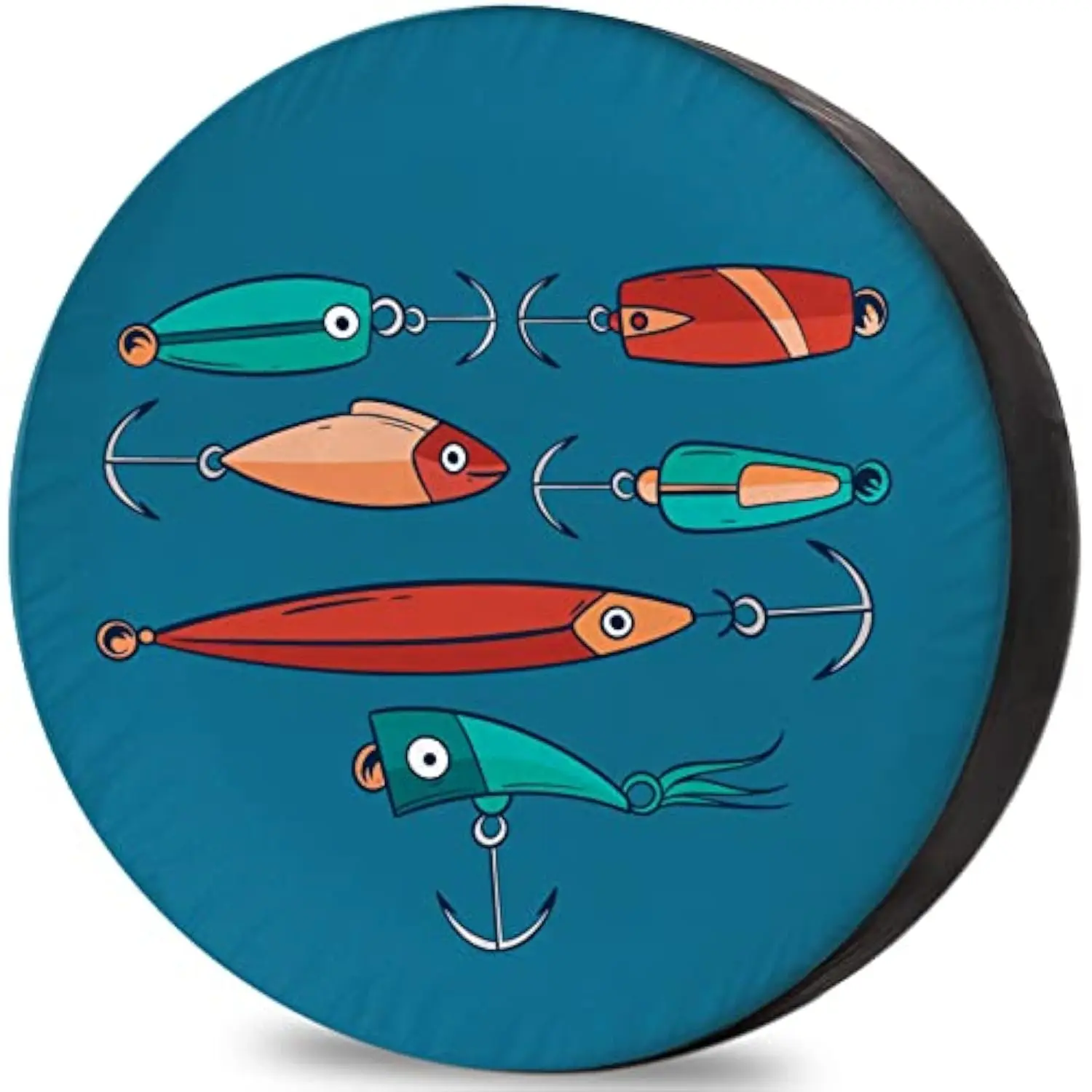 

Fishing Lures Graphics Spare Tire Cover Waterproof RV Camper Wheel Protector Universal Fit